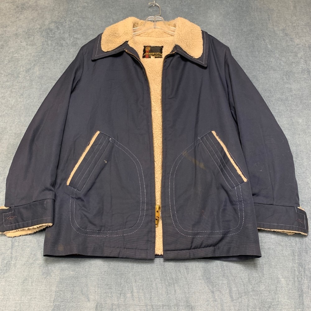 Anderson Little Bomber Jacket Men 42 Mens Navy Blue Sherpa Lined Full Zip Winter